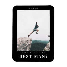 私の花婿介添人ミニマル写真ダーク マグネット