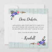 私の花婿介添人素朴フローラスカル 招待状 (裏面)