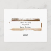 私の花婿介添人茶色の水の色のストリーク絵を描スである インビテーションポストカード (裏面)