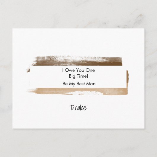 私の花婿介添人茶色の水の色のストリーク絵を描スである インビテーションポストカード (裏面)