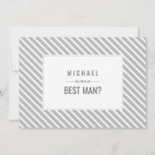 私の花婿介添人?グレーのストライプパターン 招待状 (正面)