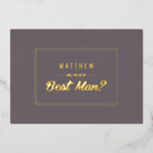 私の花婿介添人?ダークモカ金ゴールド結婚ズ 箔招待状 (正面)