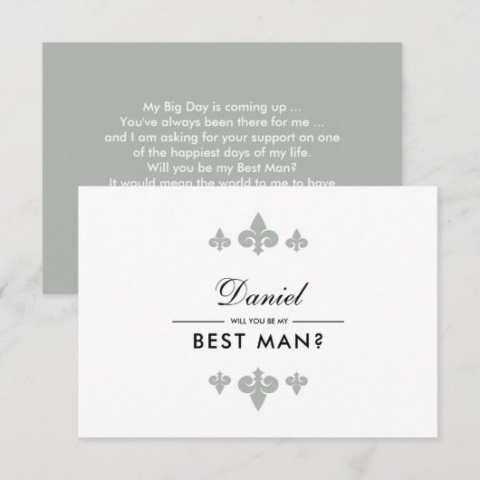 私の花婿介添人?フルーアデリスグレーホワイト 招待状 (正面/裏面)