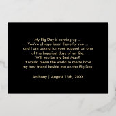 私の花婿介添人?ブラック金ゴールド結婚ズ 箔招待状 (裏面)