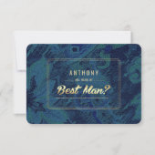 私の花婿介添人?ブルーグリーン抽象芸術 招待状 (正面)