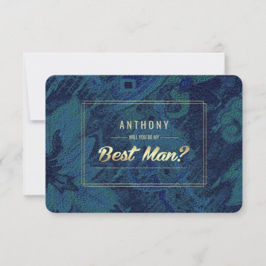 私の花婿介添人?ブルーグリーン抽象芸術 招待状 (正面)