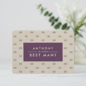 私の花婿介添人?プラムベージュ模様 招待状 (スタンド正面)