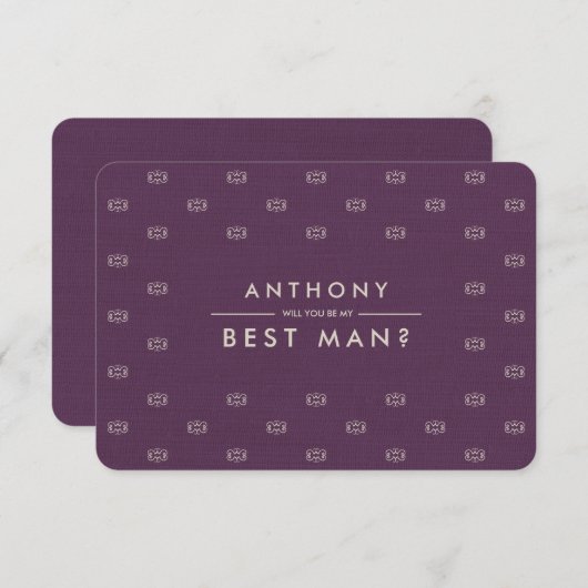 私の花婿介添人?プラム柄のラップ 招待状 (正面/裏面)