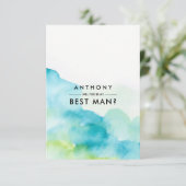 私の花婿介添人?水モダン色 招待状 (スタンド正面)