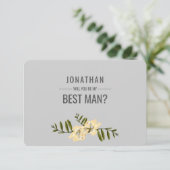 私の花婿介添人?水彩ブランチグレー 招待状 (スタンド正面)