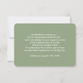 私の花婿介添人?Green |白色パターン 招待状 (裏面)