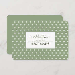 私の花婿介添人?Green  白色パターン 招待状