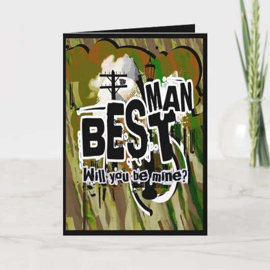 私の花婿介添人?Groomsリクエストカード 招待状 (正面)