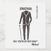 私の花婿介添人 | Groomsman おもしろい ワインラベル (シングルラベル)