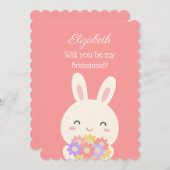 私の花嫁かわいいバニーの花ピンク 招待状 (正面/裏面)