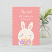 私の花嫁かわいいバニーの花ピンク 招待状 (スタンド正面)