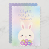 私の花嫁かわいいバニーフローラパステル 招待状 (正面/裏面)