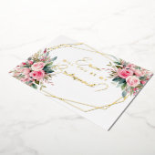 私の花嫁になってくれない?ピンクのバラ 箔招待状 (回転した状態)