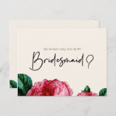 私の花嫁になる水彩ピンクのバラ インビテーションポストカード (正面/裏面)