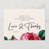 私の花嫁になる水彩ピンクのバラ インビテーションポストカード (裏面)