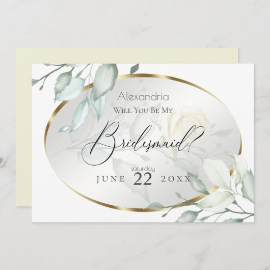 私の花嫁になる水彩黄色いバラ 招待状 (正面/裏面)