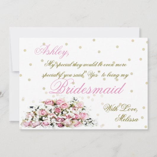 私の花嫁になる |ピンクのバラ 招待状 (正面)