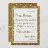 私の花嫁になる |金ゴールドグリッターGlam 招待状 (正面/裏面)