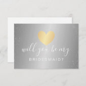 私の花嫁になる – Glamハート金ゴールドシルバー 招待状 (正面/裏面)