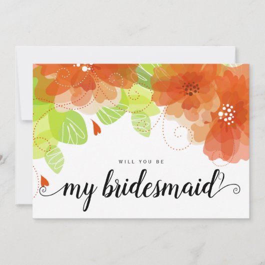 私の花嫁のオレンジ色の花のカードか 招待状 (正面)