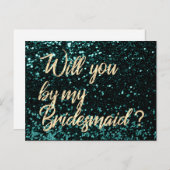 私の花嫁のカリグリーン金ゴールドスクリプトか インビテーションポストカード (正面/裏面)