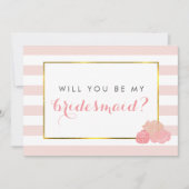 私の花嫁のカードになる |ピンクストライプ赤面&牡丹 招待状 (正面)