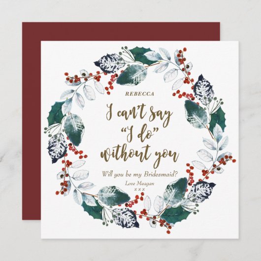 私の花嫁のカードの冬のフローラ 招待状 (正面/裏面)