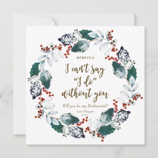 私の花嫁のカードの冬のフローラ 招待状 (正面)