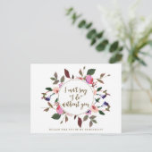 私の花嫁のカードピンク紫の花模様か ポストカード (スタンド正面)