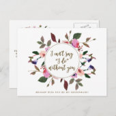 私の花嫁のカードピンク紫の花模様か ポストカード (正面/裏面)