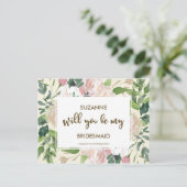 私の花嫁のカードフローラ緑 インビテーションポストカード (スタンド正面)