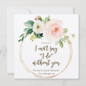 私の花嫁のカードbohoピンクのフローラ 招待状 (正面)