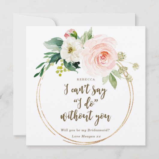 私の花嫁のカードbohoピンクのフローラ 招待状 (正面)