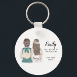 私の花嫁のキーリングになってくれるか? キーホルダー<br><div class="desc">私の花嫁の提案キーリングシンプルクラシック"私の花嫁のメイドは?"花嫁と花嫁のメイドを特徴とするキーリング。おカスタマイズ好みの名前と役割。他のヘアスタイルやドレスのコレクションをチェック。</div>