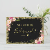 私の花嫁のグラムブラック金ゴールドフローラか 招待状 (スタンド正面)