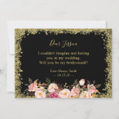 私の花嫁のグラムブラック金ゴールドフローラか 招待状 (裏面)