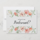 私の花嫁のコーラルバラ水彩色か 招待状 (正面)