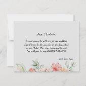 私の花嫁のコーラルバラ水彩色か 招待状 (裏面)