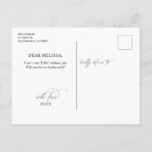 私の花嫁のシックなスクリプトフォトになる インビテーションポストカード (裏面)