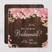 私の花嫁のシックなフローラ素朴な 招待状 (正面/裏面)