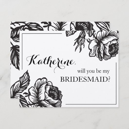 私の花嫁のシックな素朴フローラか 招待状 (正面/裏面)