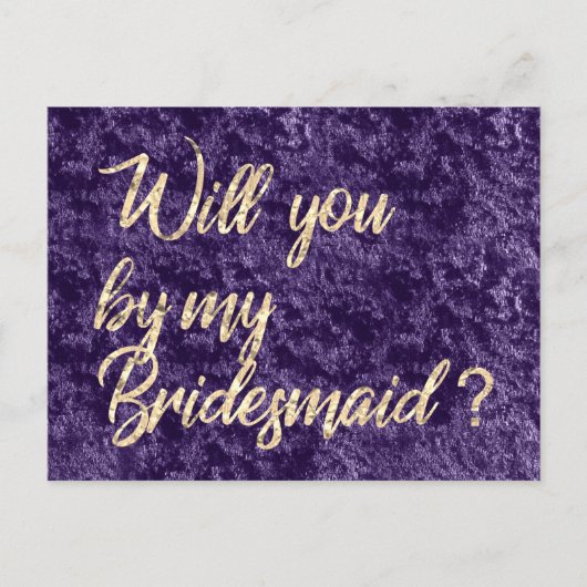 私の花嫁のスミレのベルベットの金ゴールドかフェイク? インビテーションポストカード (正面)