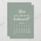 私の花嫁のセージ緑のカレンダーの提案になる 招待状 (正面/裏面)