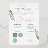 私の花嫁のハートの葉エレガントは? 箔招待状 (裏面)