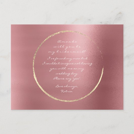 私の花嫁のバラ金ゴールドサークル赤ビンか インビテーションポストカード (正面)